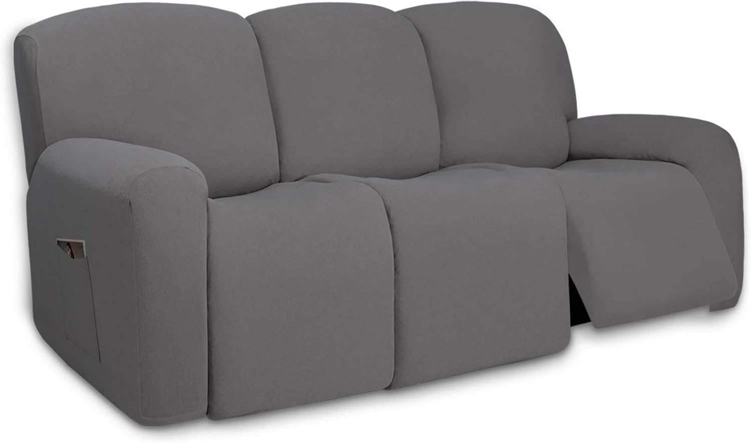 PureFit Super Stretch Chair Sofa Slipcover – Spandex Non Slip Soft Couch Sofa Cover, Washable Furniture Protector with Non Skid Foam and Elastic Bottom for Kids, Pets （Chair, Dark Gray）