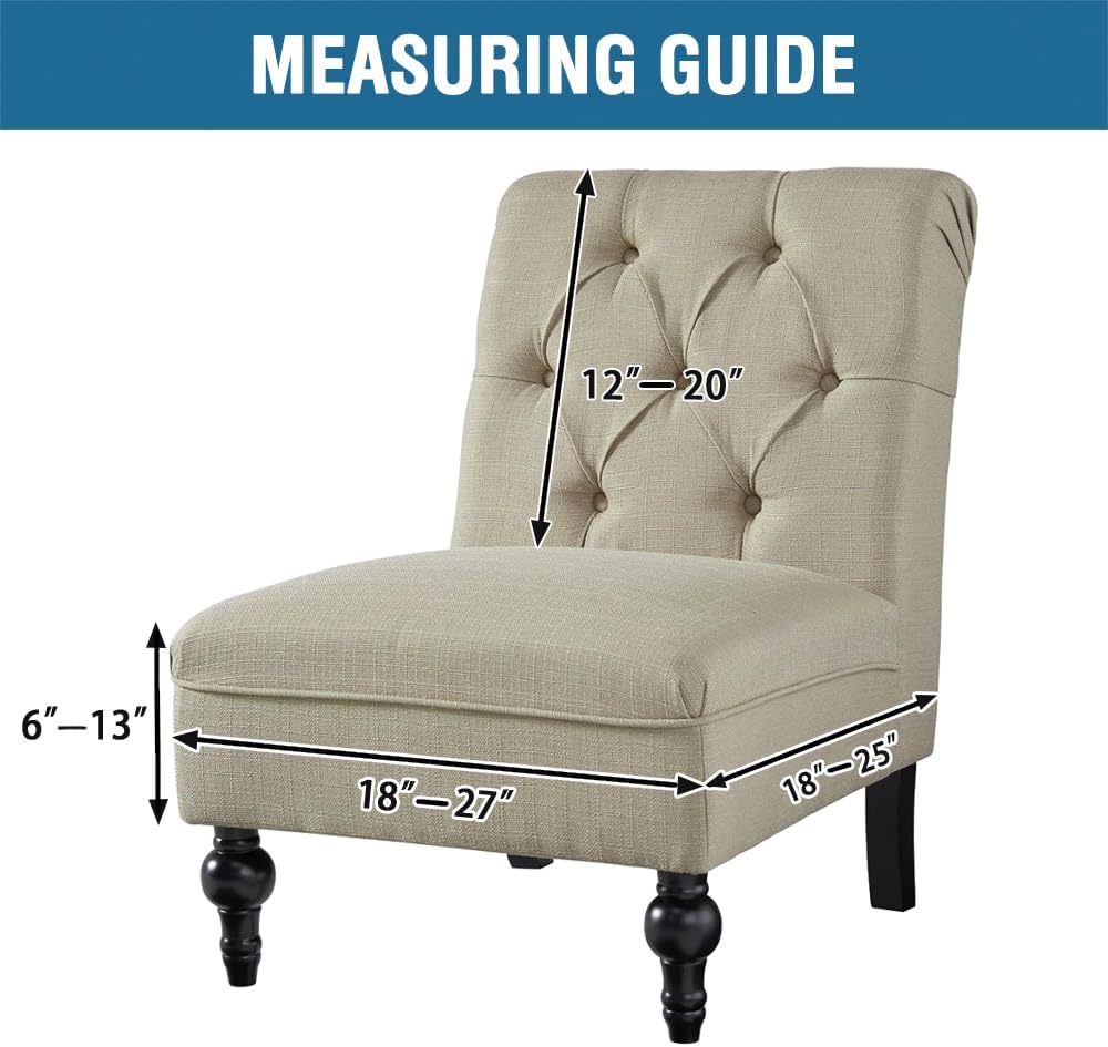 H.VERSAILTEX Armless Accent Chair Covers Thick Velvet Armless Chair Slipcovers High Stretch Chair Covers for Living Room Hotel Machine Washable Furniture Protector with Elastic Bottom, Ivory