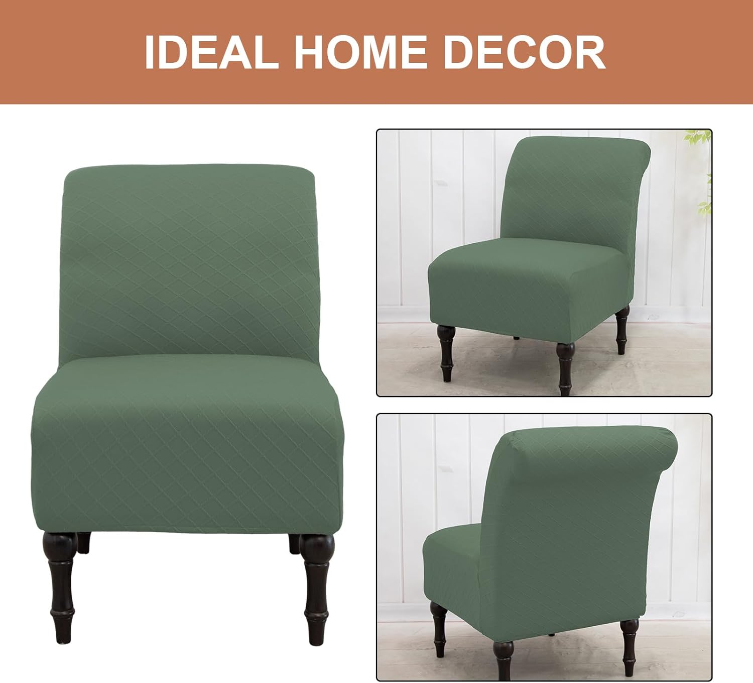 Eco-Ancheng Armless Chair Slipcover Removable Armless Accent Chairs Covers Washable Armless Slipper Chair Slipcover Printed Armless Chair Furniture Protector Covers for Living Dining Room Hotel