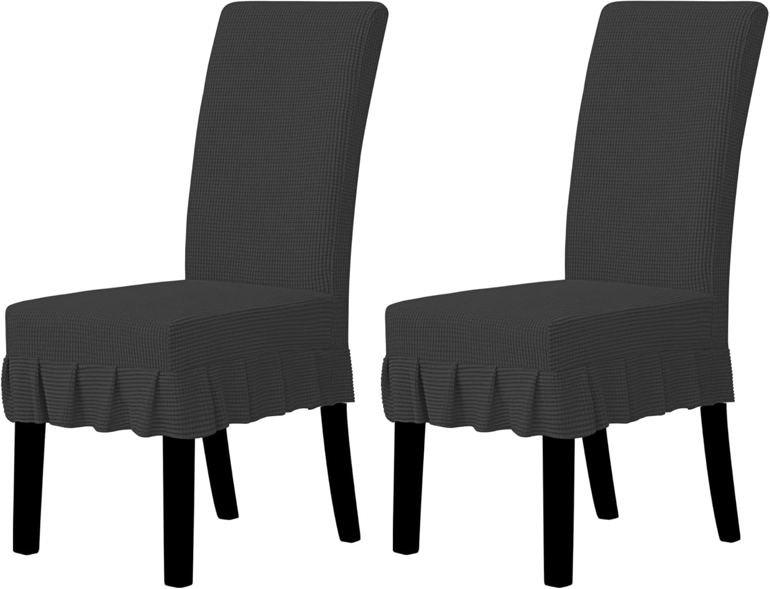 Easy-Going Dining Chair Covers Stretch Parsons Chair Slipcover with Skirt Chair Covers for Dining Room Restaurant Banquet (2 PCS, Light Gray)