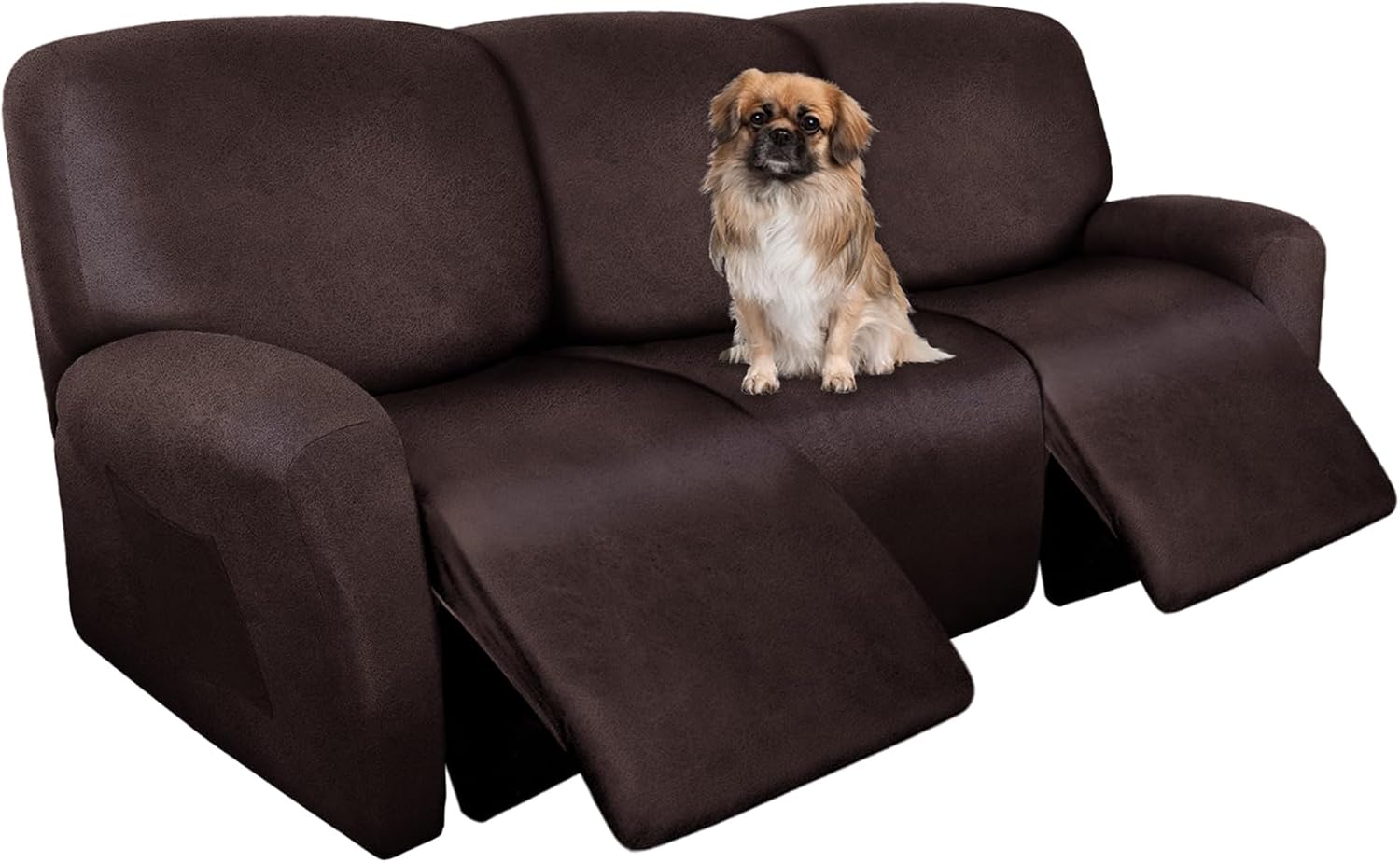Leather Like Recliner Chair Covers Heavy Duty, 4 Pieces Lazy Boy Recliner Cover for Recliner Chair, Leather Cover for Recliner slipcovers Washable for Pets (Dark Brown)