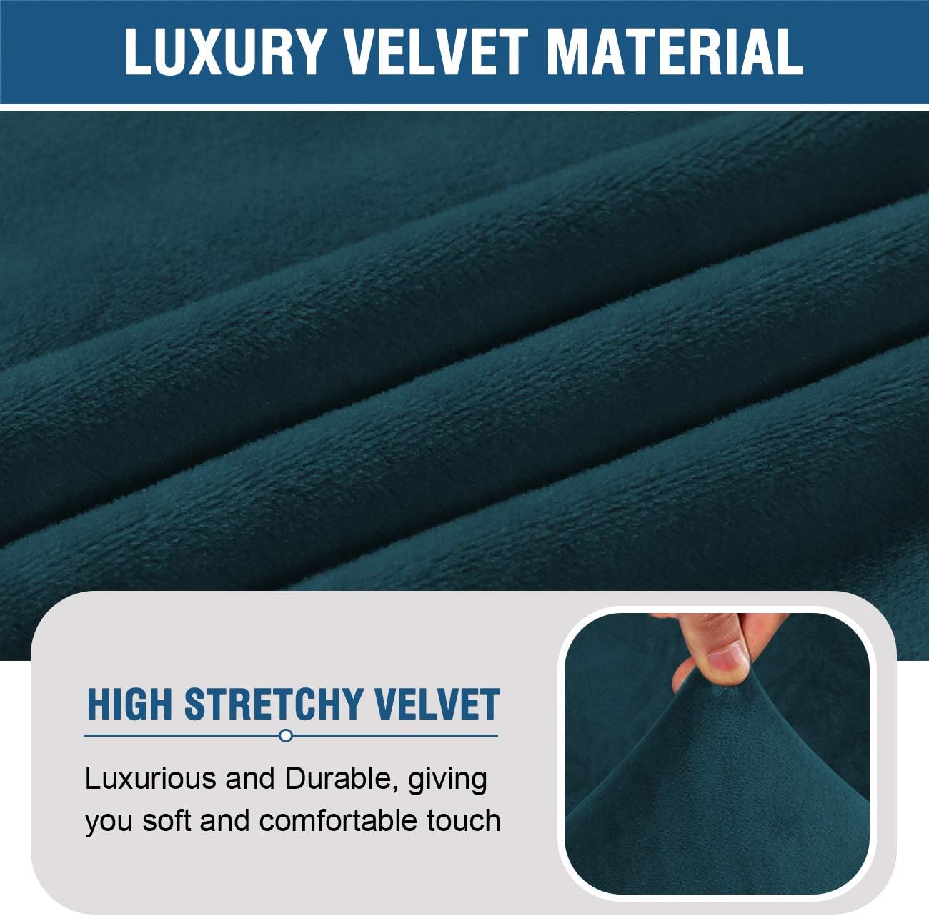 H.VERSAILTEX Armless Accent Chair Covers Thick Velvet Armless Chair Slipcovers High Stretch Chair Covers for Living Room Hotel Machine Washable Furniture Protector with Elastic Bottom, Ivory