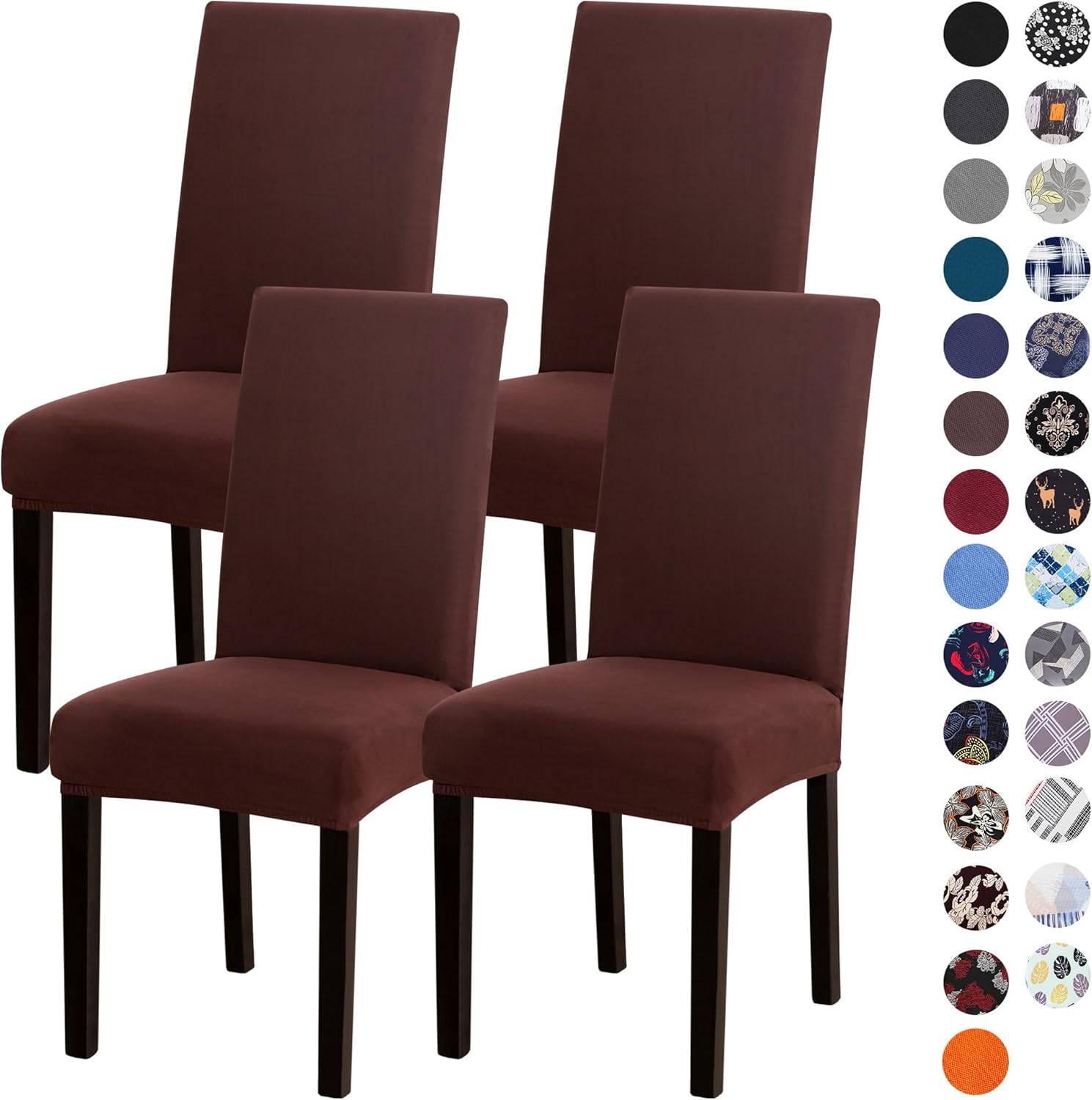 Sufdari Dining Chair Covers,Kitchen Cover,Parsons Slipcover,Spandex Protectors for Room Stretch Chairs Cover Set of 4 -Gray