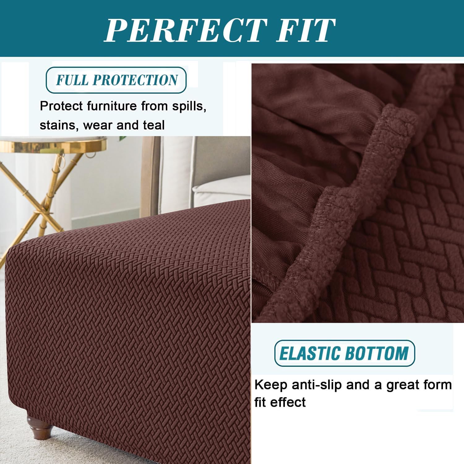 Stretch Knitted Jacquard Ottoman Cover