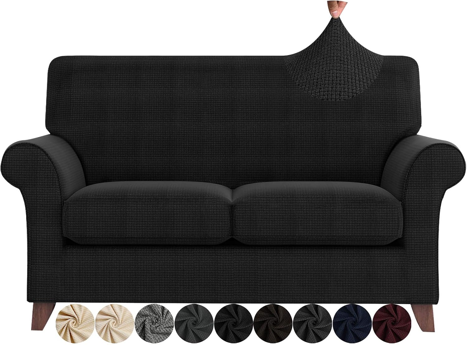 ZNSAYOTX 2 Piece Chair Covers for Living Room with Arms Anti Slip Stretch Arm Chair Slipcovers Sofa Armchair Slipcover Machine Washable Furniture Protector (Black and White, Chair)