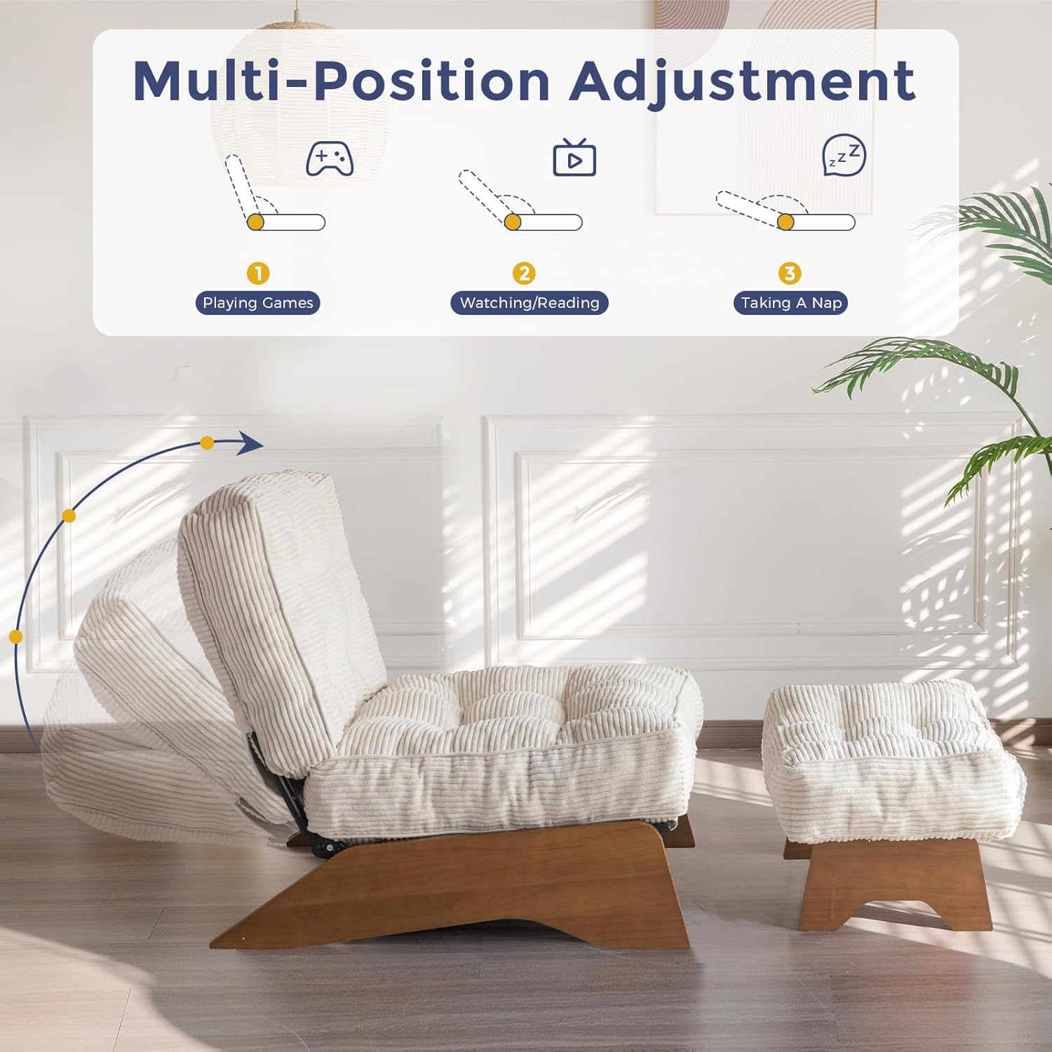 Adjustable Accent Chair with Ottoman