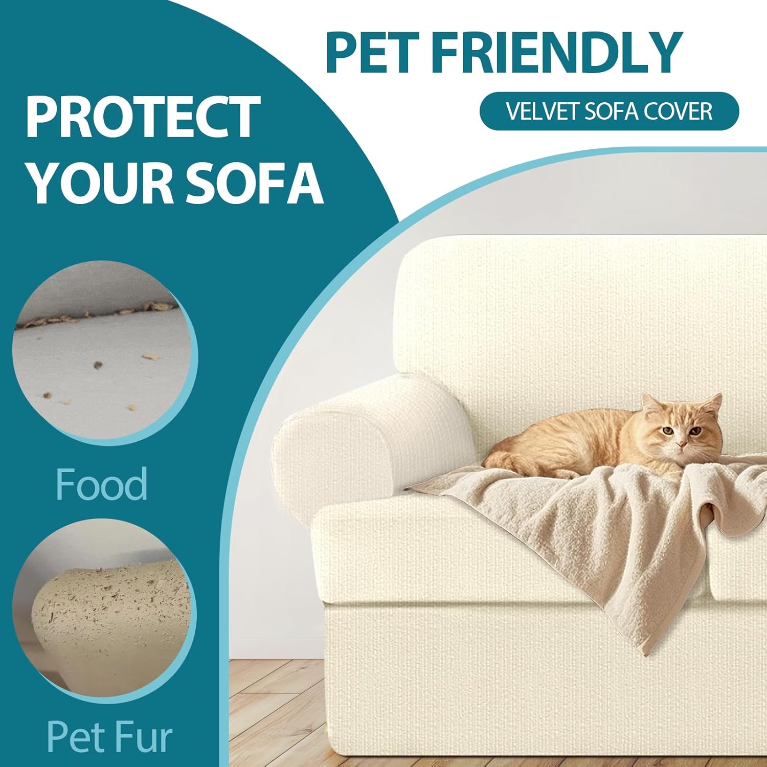 2 Pieces T Cushion Chair Covers