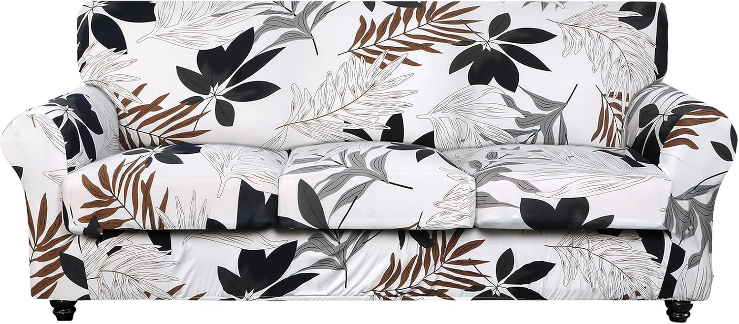 SearchI Stretch Sofa Cover Printed Couch Covers, Floral Pattern 2 Piece Armchair Slipcover with Separate Chair Cushion Cover, Washable Furniture Protector for Living Room(Armchair, Ball Flower)