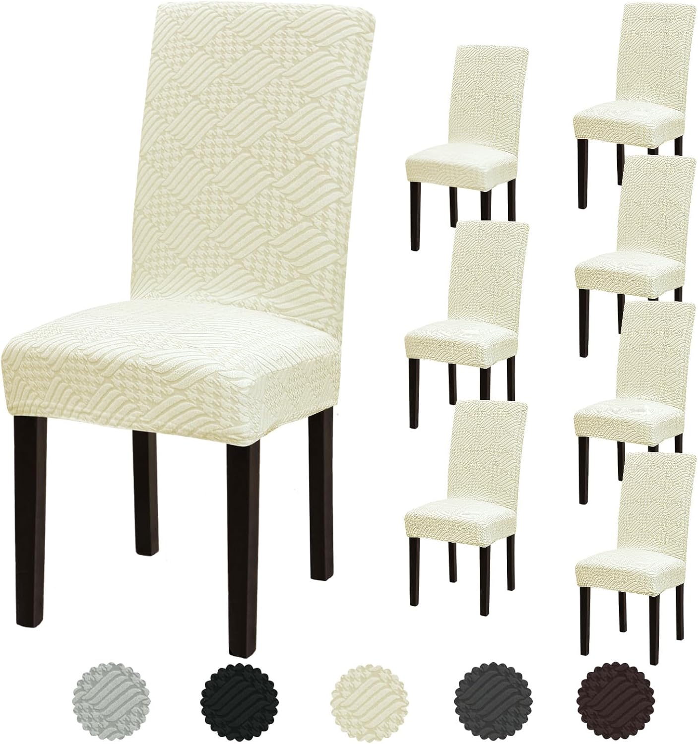 Stretch Dining Room Chair Covers Set of 6, Removable Washable Chair Covers for Dining Chairs,Dining Room, Hotel, Ceremony