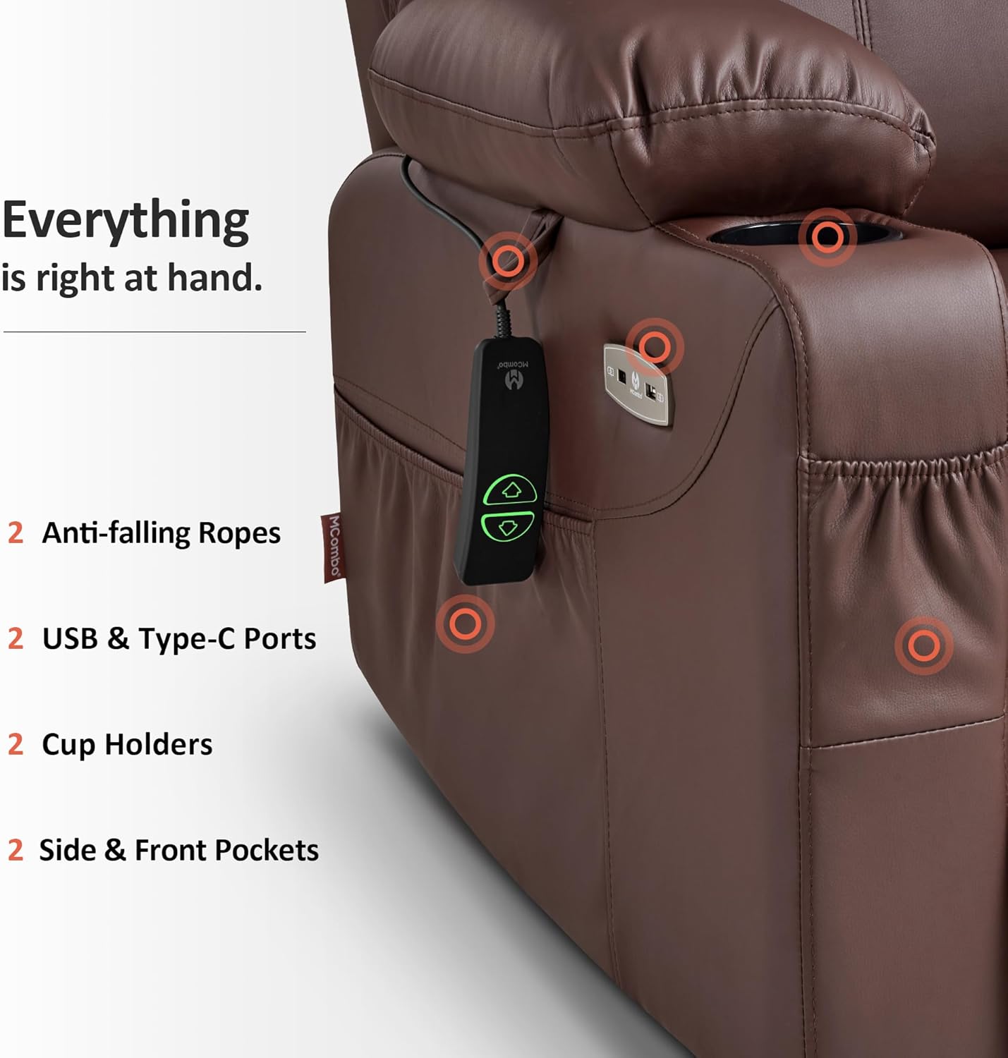 Electric Power Lift Recliner Chair Sofa with Massage and Heat