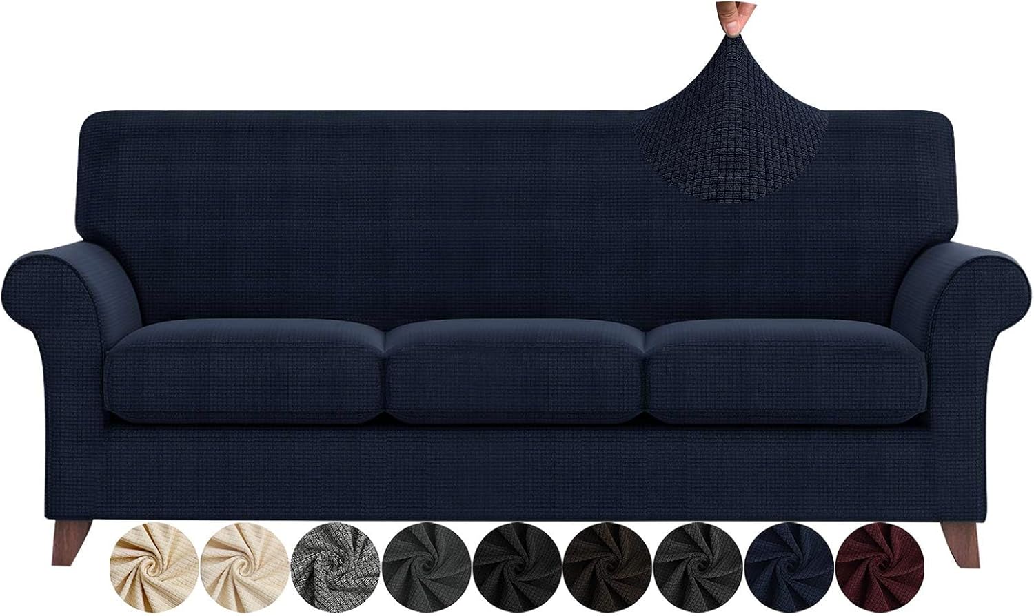 ZNSAYOTX 2 Piece Chair Covers for Living Room with Arms Anti Slip Stretch Arm Chair Slipcovers Sofa Armchair Slipcover Machine Washable Furniture Protector (Black and White, Chair)