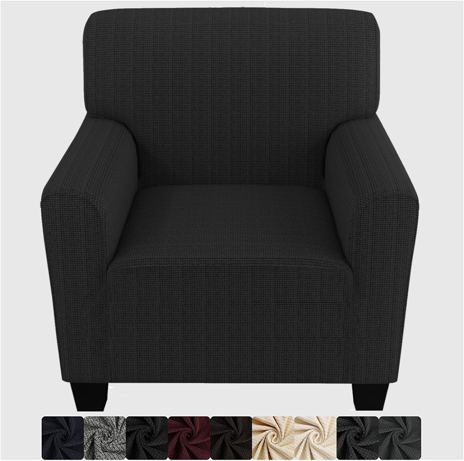 ZNSAYOTX Chair Slipcovers with Arms for Living Room High Stretchy Spandex Pet Friendly Armchair Furniture Protection Covers (Black and White, Chair)