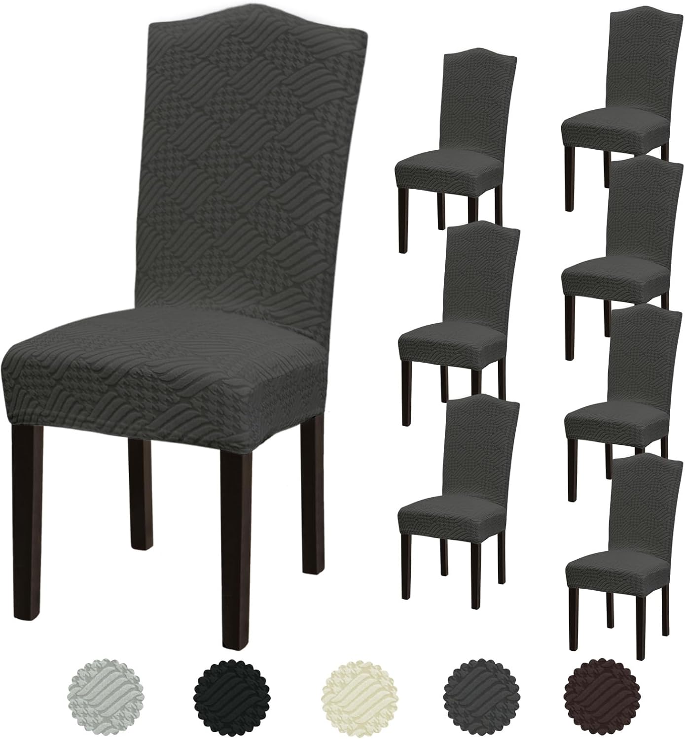 Stretch Dining Room Chair Covers Set of 6, Removable Washable Chair Covers for Dining Chairs,Dining Room, Hotel, Ceremony