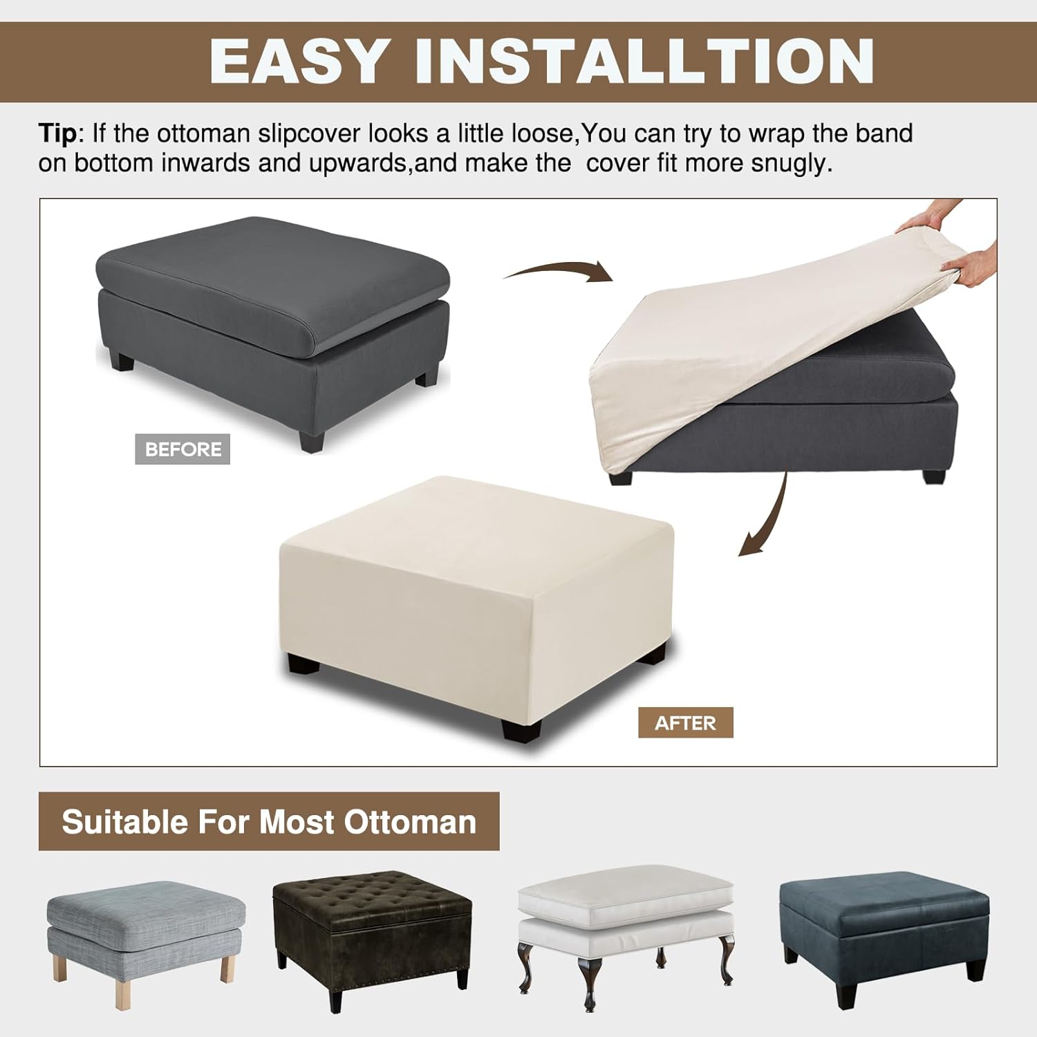 Velvet Ottoman Cover Square