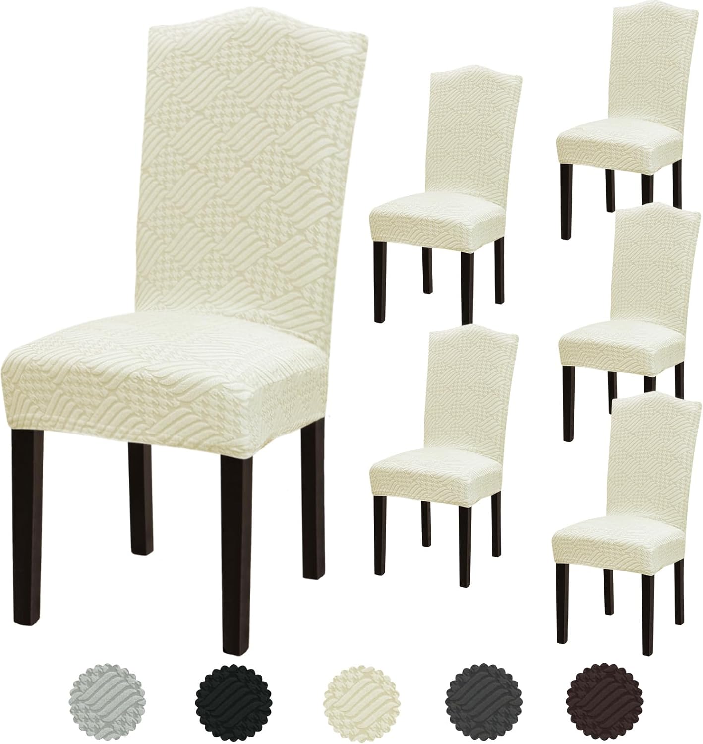 Stretch Dining Room Chair Covers Set of 6, Removable Washable Chair Covers for Dining Chairs,Dining Room, Hotel, Ceremony