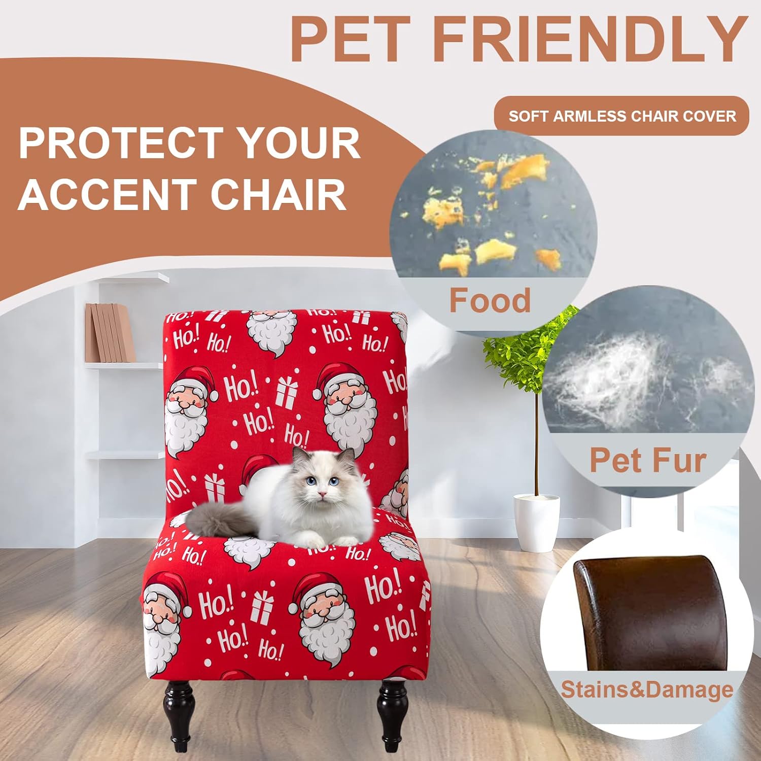 Eco-Ancheng Armless Chair Slipcover Removable Armless Accent Chairs Covers Washable Armless Slipper Chair Slipcover Printed Armless Chair Furniture Protector Covers for Living Dining Room Hotel