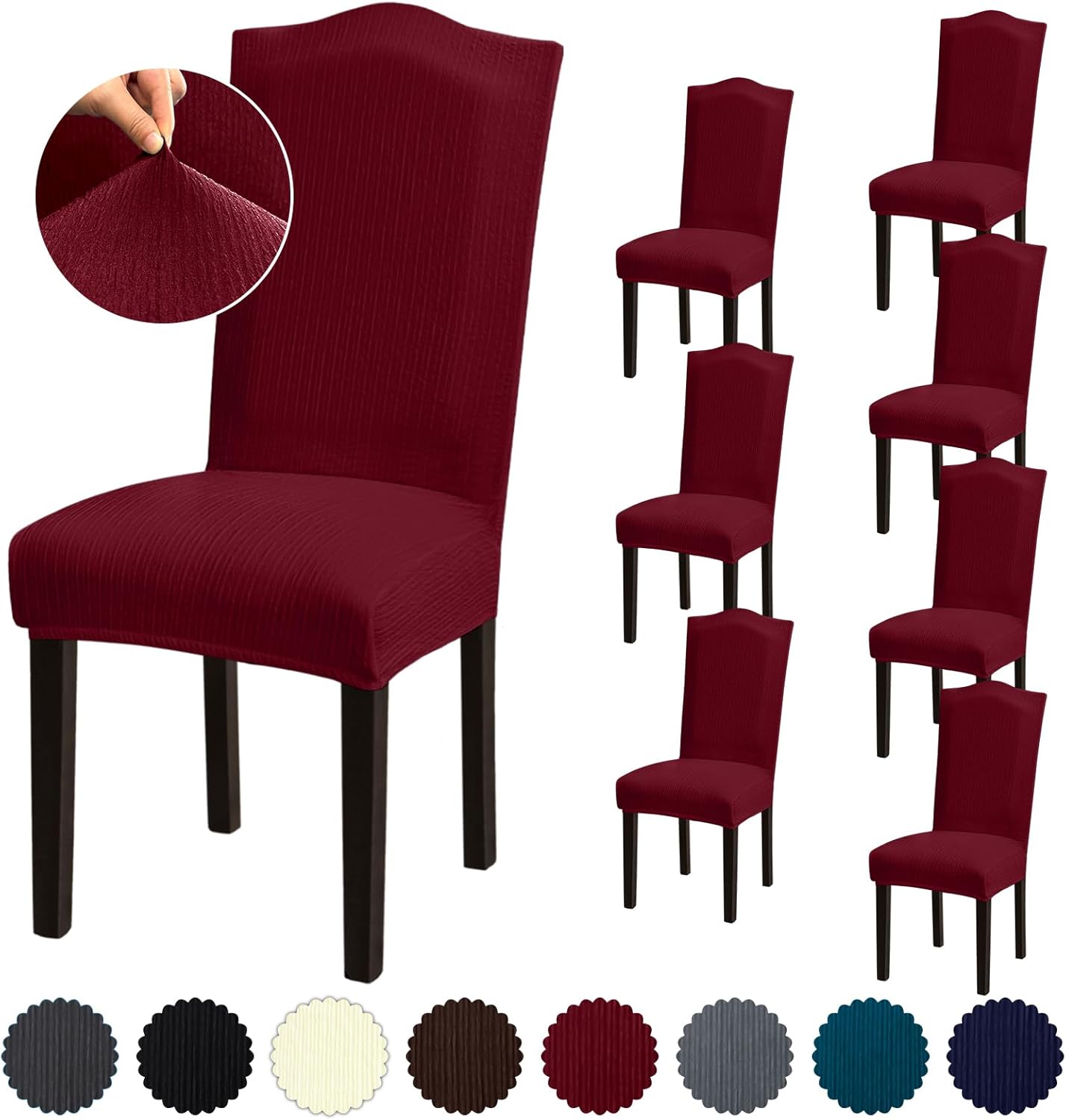 Stretch Dining Room Chair Covers Set of 6, Removable Washable Chair Covers for Dining Chairs,Dining Room, Hotel, Ceremony