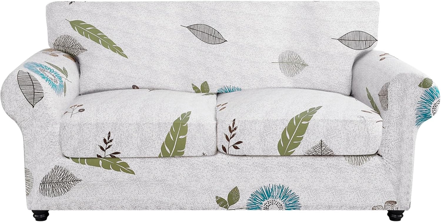 SearchI Stretch Sofa Cover Printed Couch Covers, Floral Pattern 2 Piece Armchair Slipcover with Separate Chair Cushion Cover, Washable Furniture Protector for Living Room(Armchair, Ball Flower)