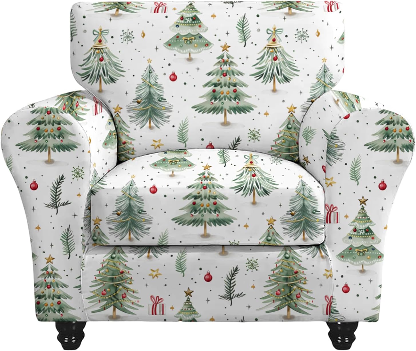 KRFOONN 2 Piece Chair Covers Printed Sofa Covers Couch Covers Washable Armchair Sofa Couch Slipcover Furniture Protector with Elastic Bottom for Living Room (Armchair, 23), Small