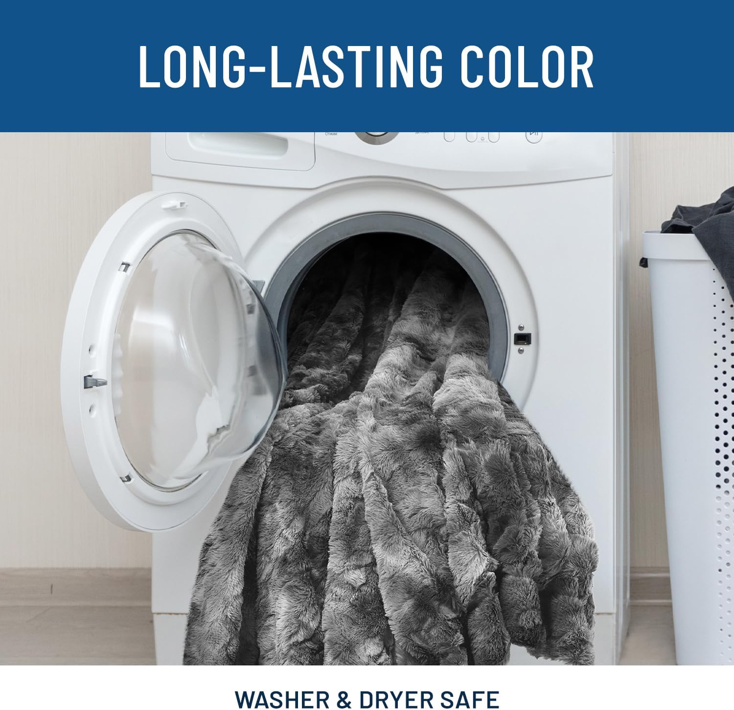 Gray Faux Fur Throw Blanket for Couch