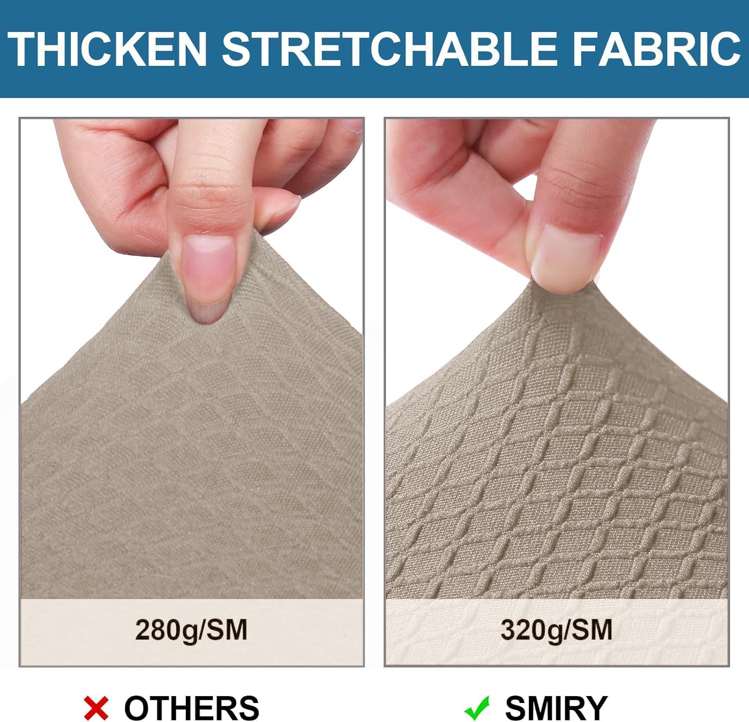 Smiry Waterproof Seat Covers for Dining Room Chairs Set of 4, Stretch Jacquard Removable Washable Chair Seat Slipcovers Protector, No Rear Covers, Beige