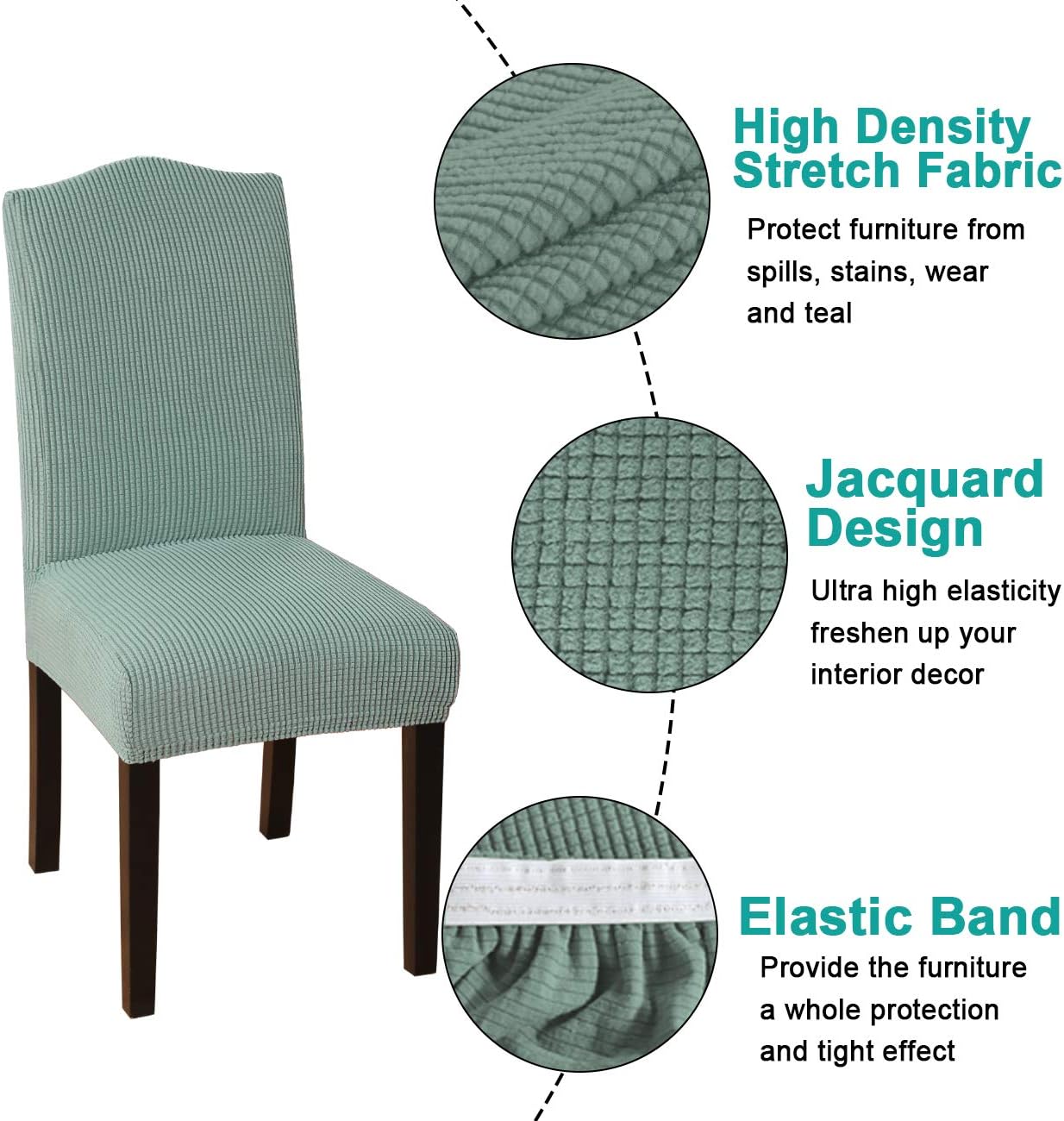 Turquoize Dining Chair Covers - Stretch, Removable, Set of 2 - Parson Dining Chair Protector Covers for Home, Hotel, Ceremony (2, Biscotti Beige)