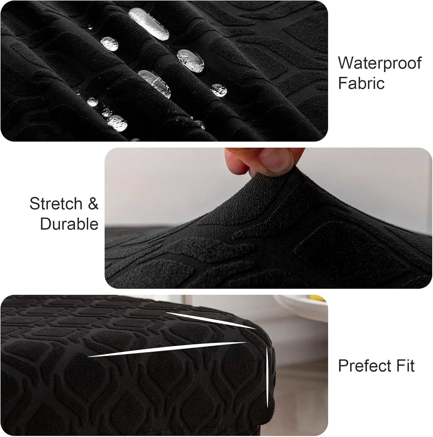 Genina 100% Waterproof Chair Covers for Dining Room Set of 4, Stretch Parson Chair Slipcovers for Kitchen Chairs, Washable Chair Protectors, Leaves-Warm Gray