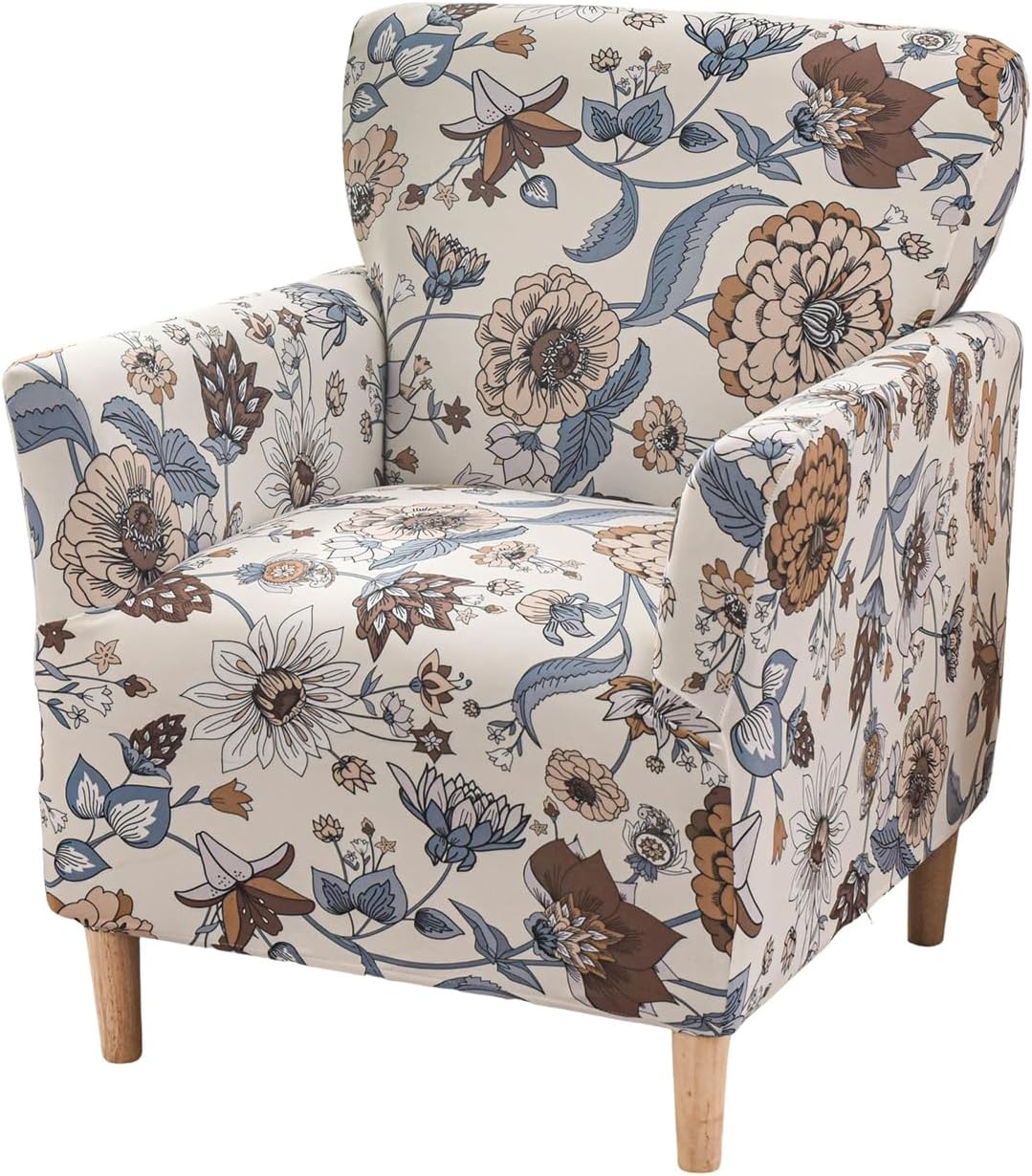 Printed Banquet Armchair Slipcovers Soft Chair Covers Armchair 1-Piece Stretch Chair Covers for Living Room Nonslip Outdoor Armchair Slipcover Kids Pets Friendly Furniture Protector,01