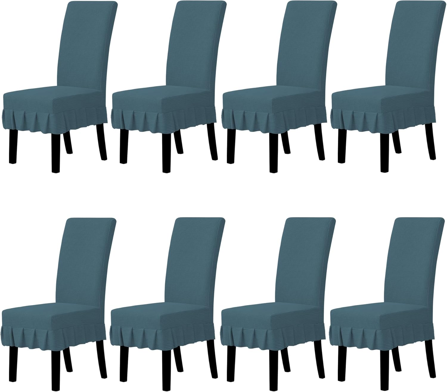 Easy-Going Dining Chair Covers Stretch Parsons Chair Slipcover with Skirt Chair Covers for Dining Room Restaurant Banquet (2 PCS, Light Gray)