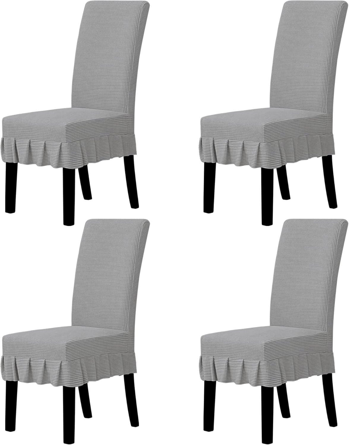 Easy-Going Dining Chair Covers Stretch Parsons Chair Slipcover with Skirt Chair Covers for Dining Room Restaurant Banquet (2 PCS, Light Gray)