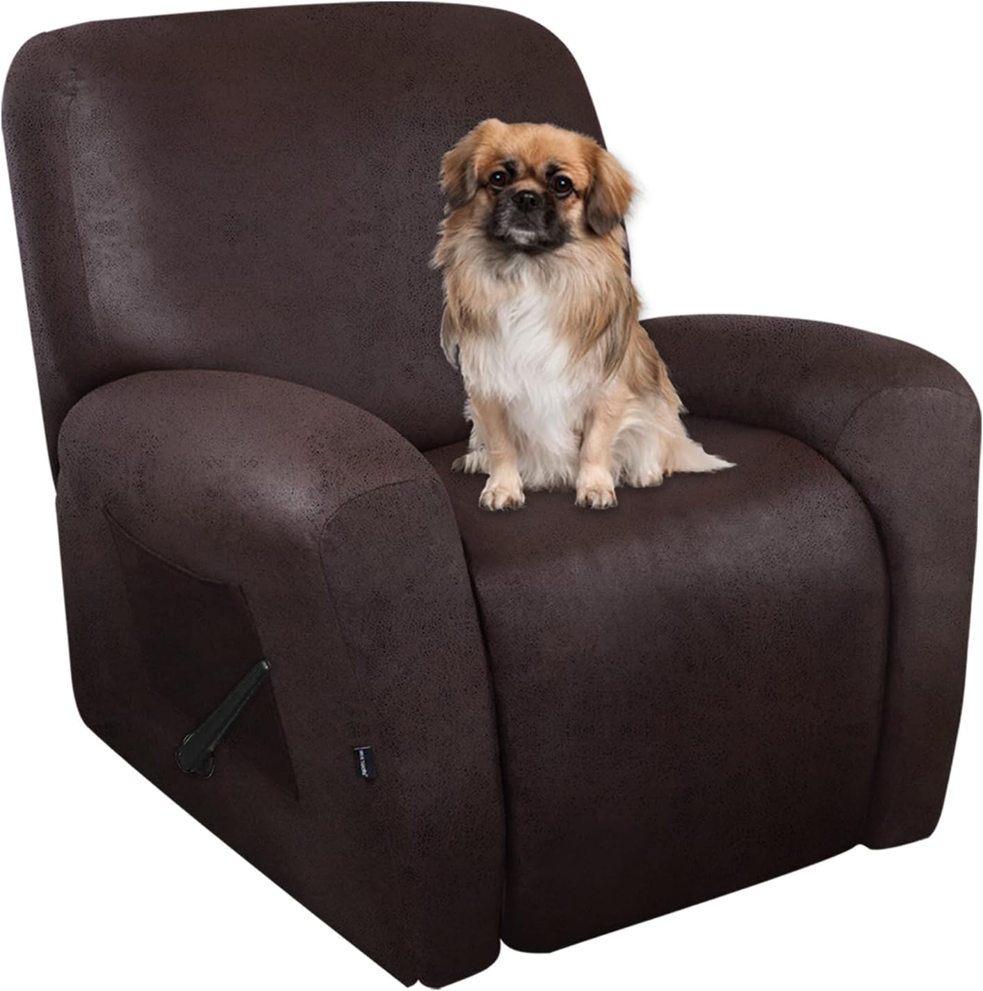 Leather Like Recliner Chair Covers Heavy Duty, 4 Pieces Lazy Boy Recliner Cover for Recliner Chair, Leather Cover for Recliner slipcovers Washable for Pets (Dark Brown)