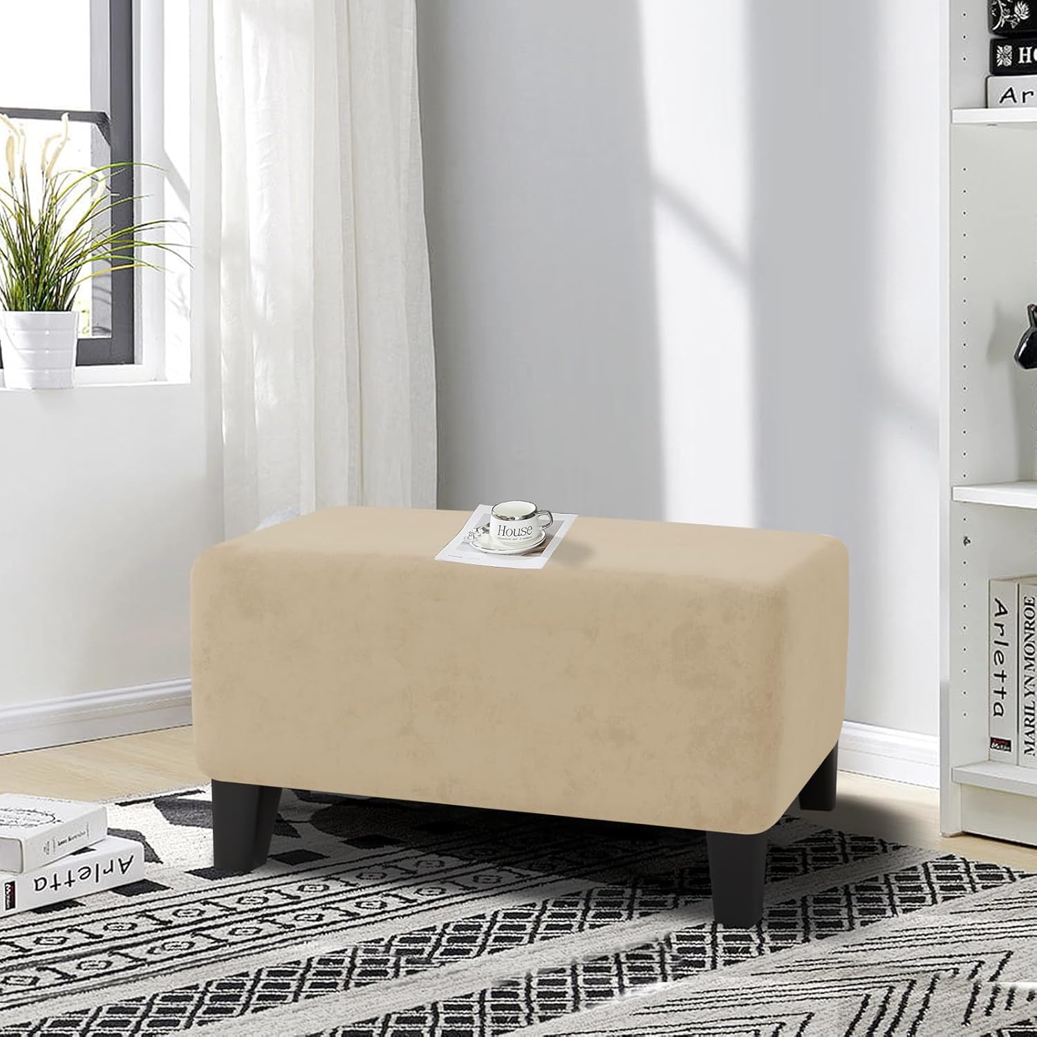 Velvet Ottoman Cover Rectangular