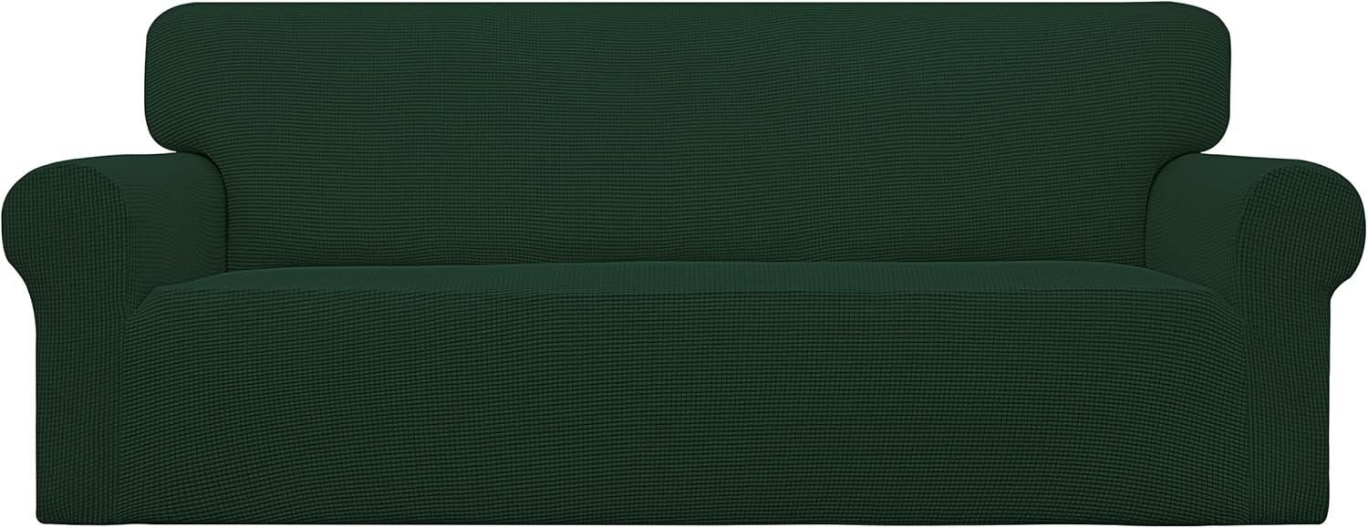 Easy-Going Stretch Chair Sofa Slipcover 1-Piece Couch Sofa Cover Furniture Protector Soft with Elastic Bottom for Kids, Pet. Spandex Jacquard Fabric Small Checks (Chair, Dark Gray)