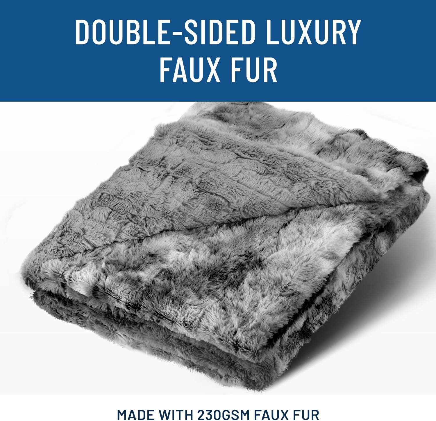 Gray Faux Fur Throw Blanket for Couch