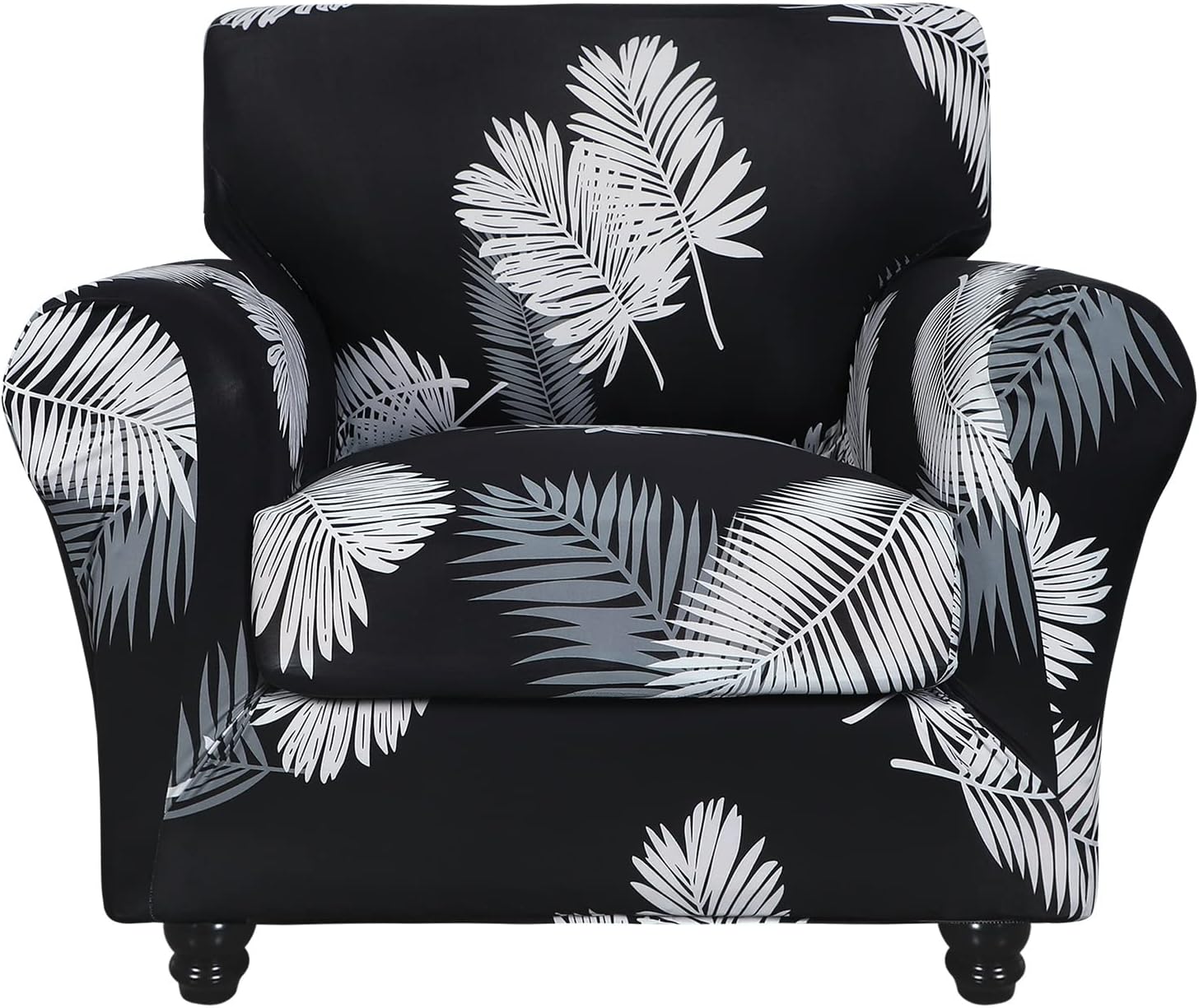 SearchI Stretch Sofa Cover Printed Couch Covers, Floral Pattern 2 Piece Armchair Slipcover with Separate Chair Cushion Cover, Washable Furniture Protector for Living Room(Armchair, Ball Flower)