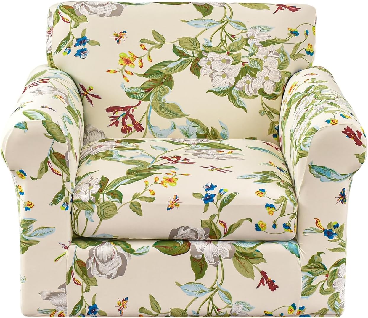 KRFOONN 2 Piece Chair Covers Printed Sofa Covers Couch Covers Washable Armchair Sofa Couch Slipcover Furniture Protector with Elastic Bottom for Living Room (Armchair, 23), Small