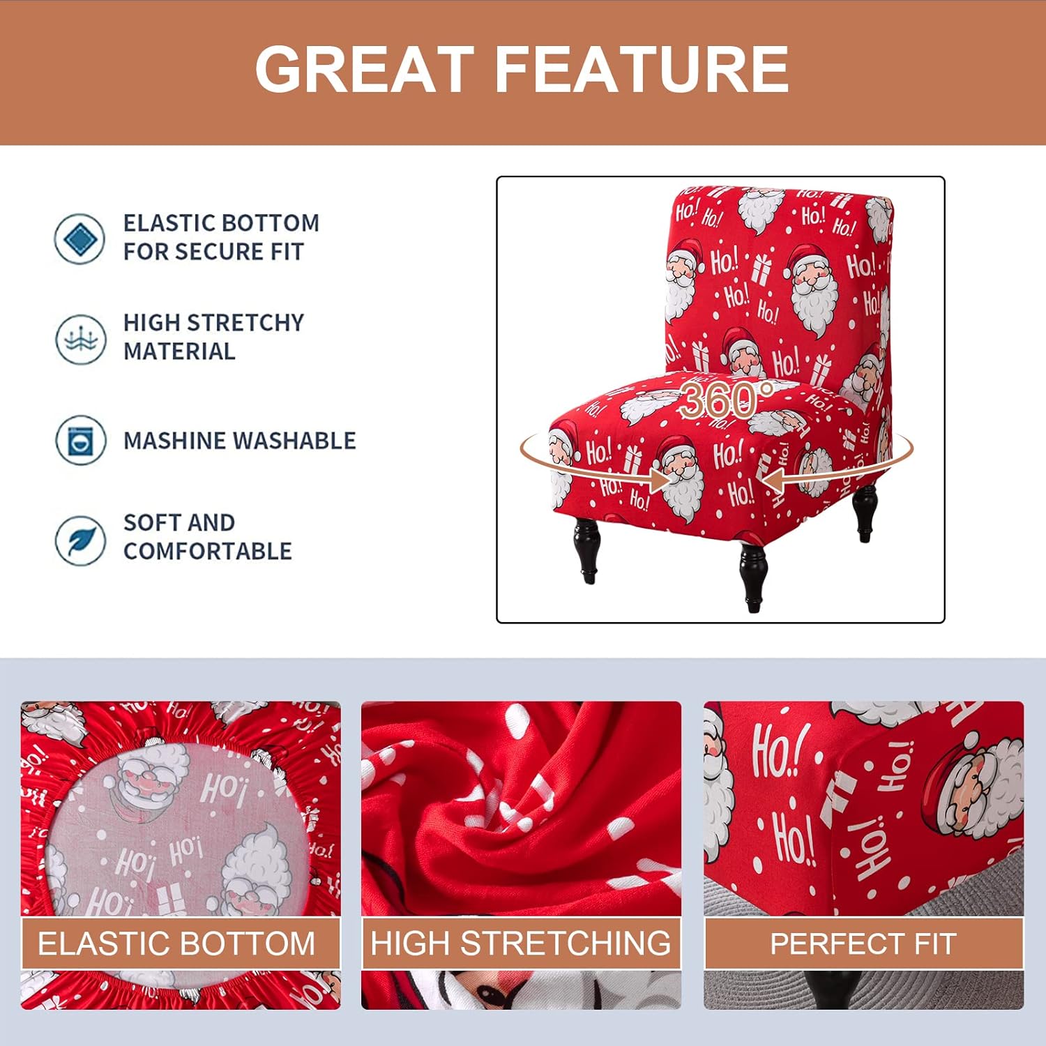 Eco-Ancheng Armless Chair Slipcover Removable Armless Accent Chairs Covers Washable Armless Slipper Chair Slipcover Printed Armless Chair Furniture Protector Covers for Living Dining Room Hotel