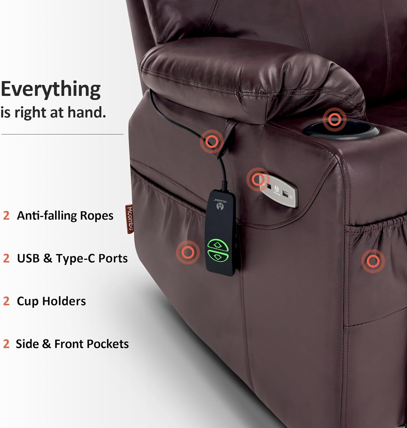 Electric Power Lift Recliner Chair Sofa with Massage and Heat