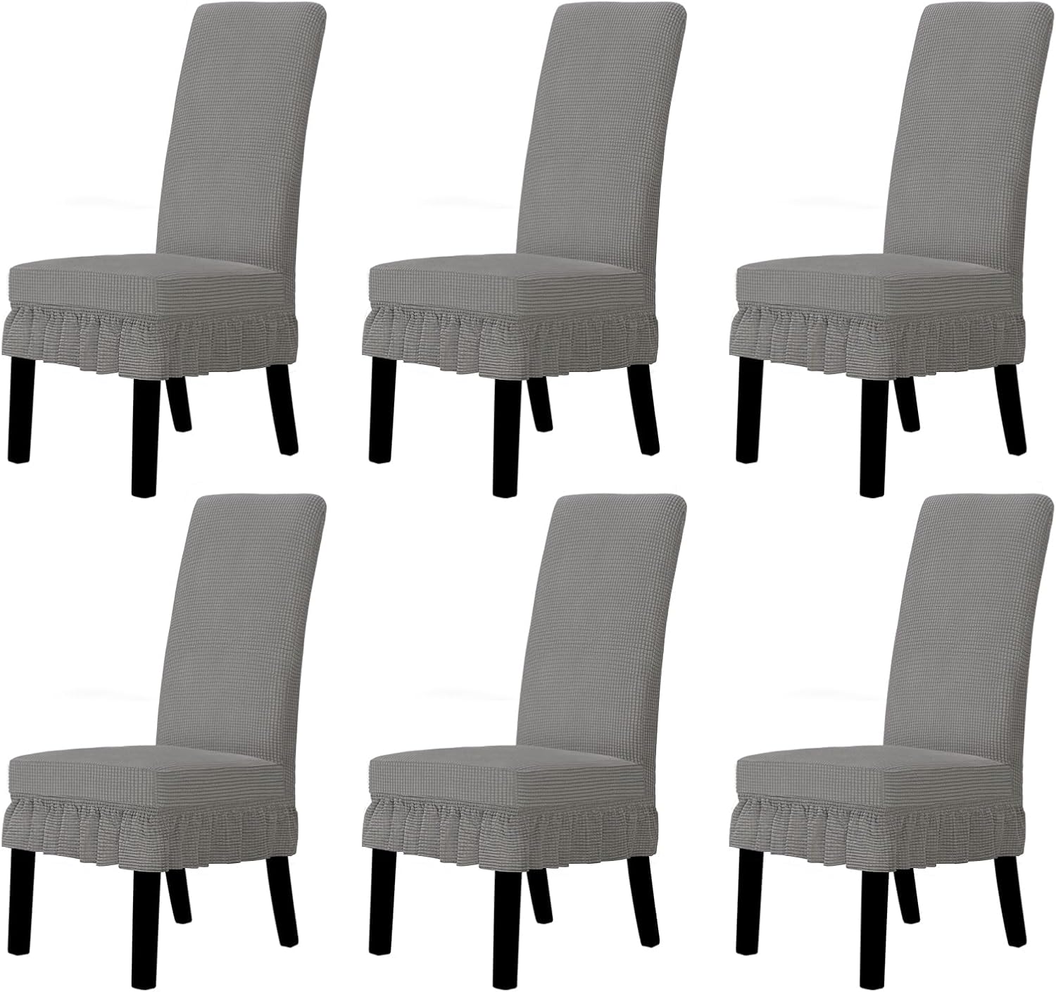 Easy-Going Dining Chair Covers Stretch Parsons Chair Slipcover with Skirt Chair Covers for Dining Room Restaurant Banquet (2 PCS, Light Gray)