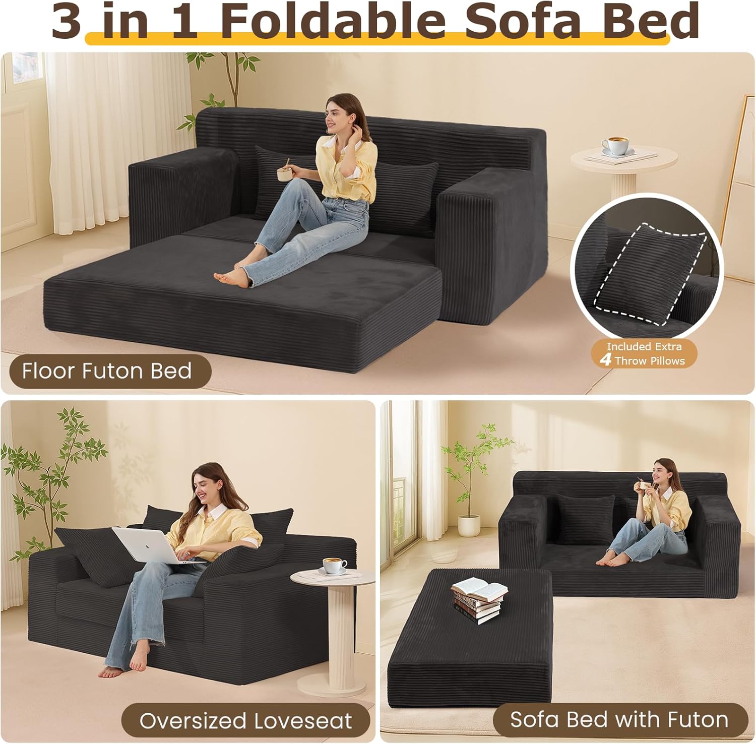 3 in 1 Loveseat Folding Couch