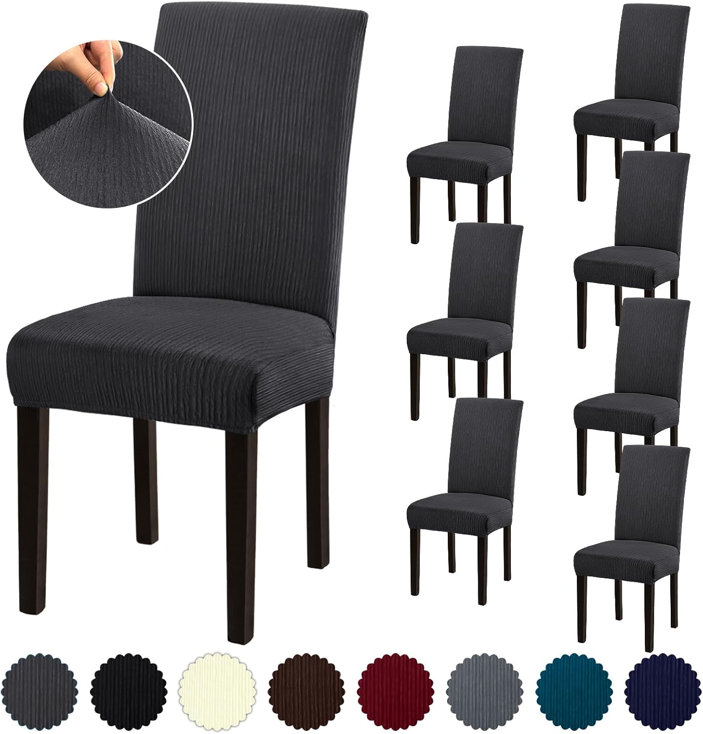 Stretch Dining Room Chair Covers Set of 6, Removable Washable Chair Covers for Dining Chairs,Dining Room, Hotel, Ceremony