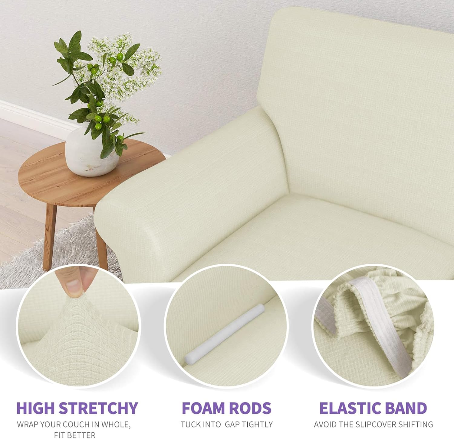 ZNSAYOTX Chair Slipcovers with Arms for Living Room High Stretchy Spandex Pet Friendly Armchair Furniture Protection Covers (Black and White, Chair)