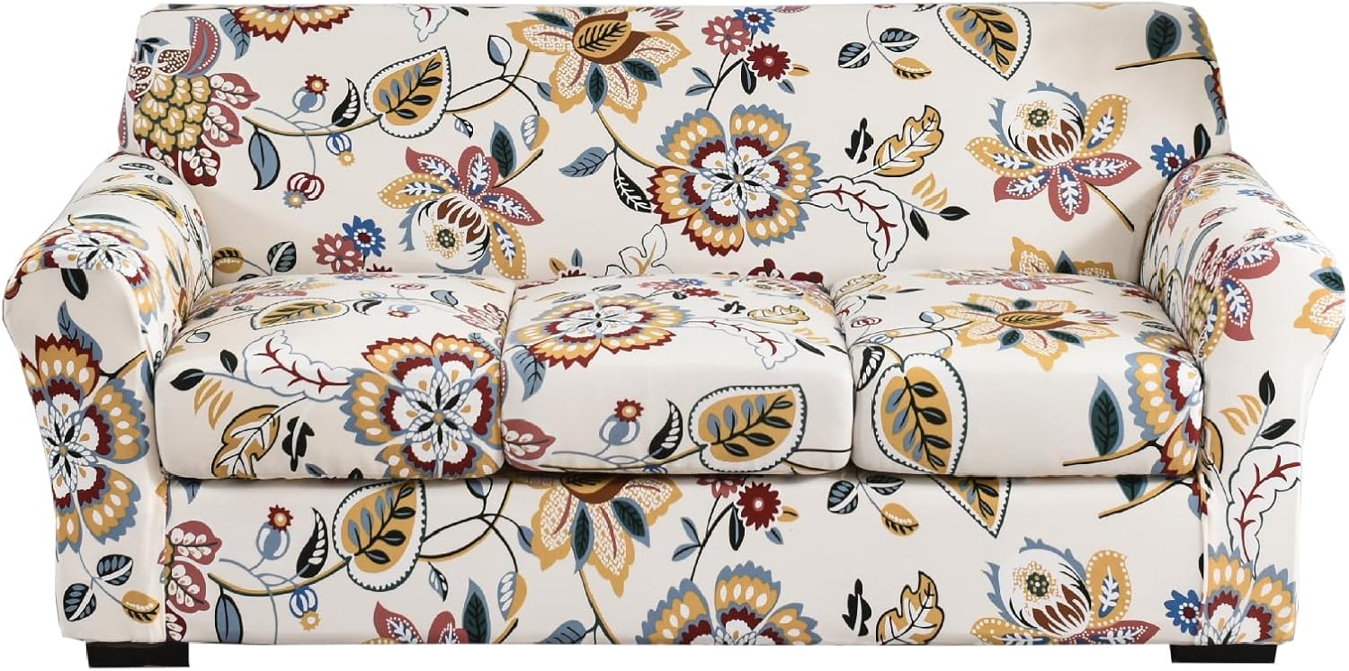 KRFOONN 2 Piece Chair Covers Printed Sofa Covers Couch Covers Washable Armchair Sofa Couch Slipcover Furniture Protector with Elastic Bottom for Living Room (Armchair, 23), Small