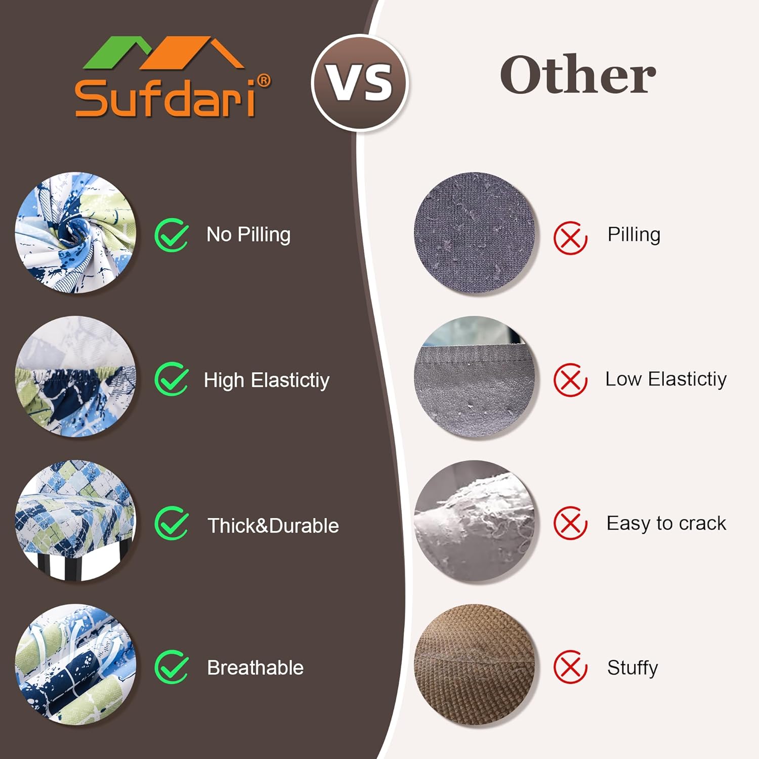 Sufdari Dining Chair Covers,Kitchen Cover,Parsons Slipcover,Spandex Protectors for Room Stretch Chairs Cover Set of 4 -Gray