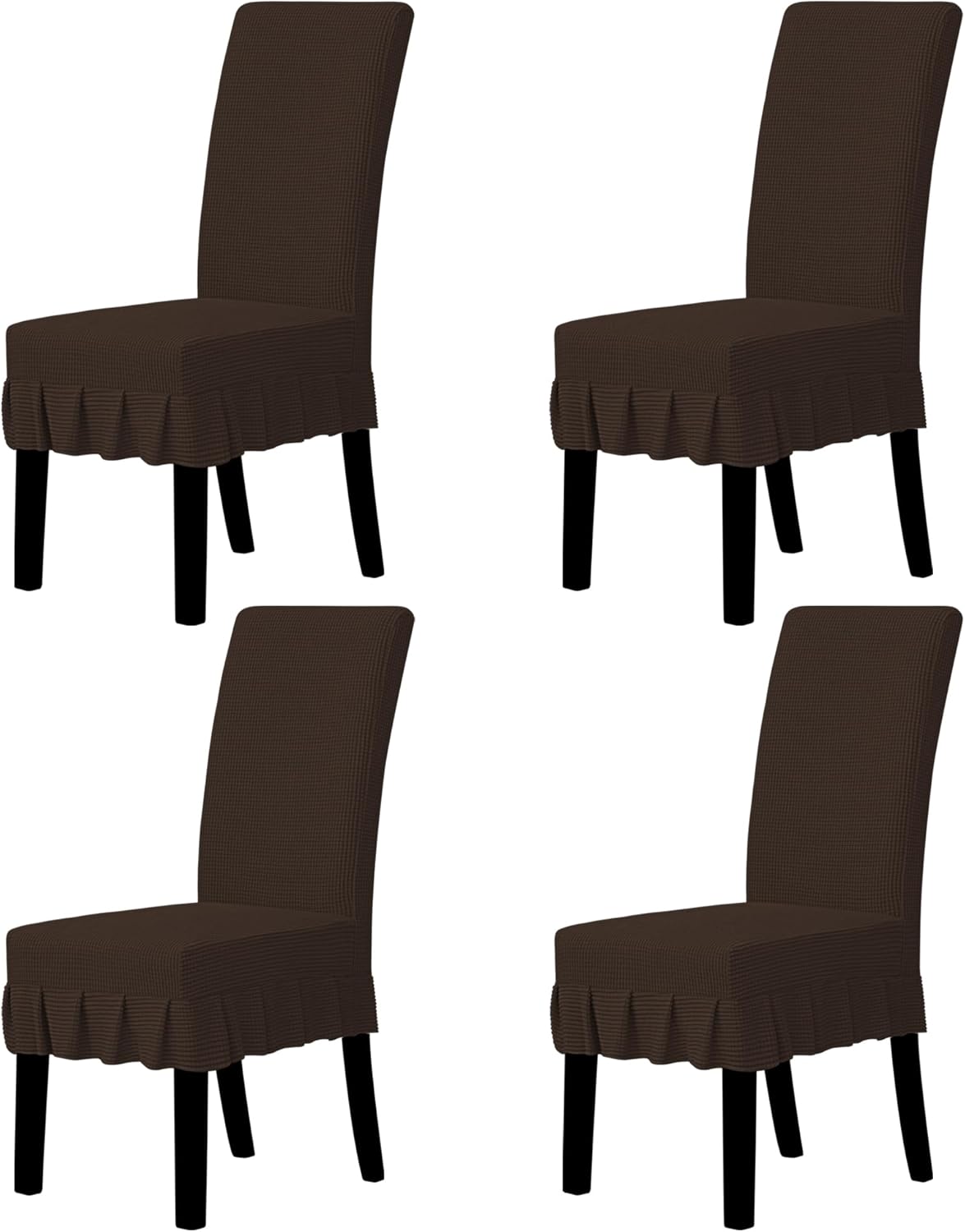 Easy-Going Dining Chair Covers Stretch Parsons Chair Slipcover with Skirt Chair Covers for Dining Room Restaurant Banquet (2 PCS, Light Gray)