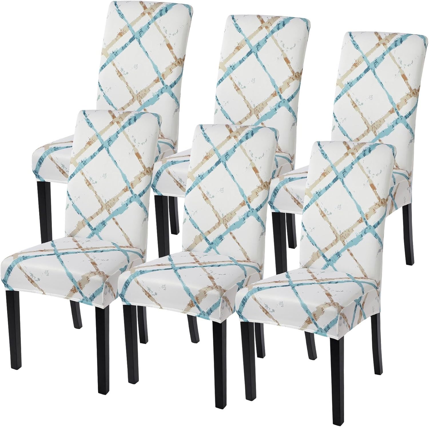 SearchI Chair Covers Slipcovers Set of 4, Spandex Super Fit Stretch Removable Washable Kitchen Parsons Protector for Dining Room,Hotel,Ceremony,Beige+Flowers