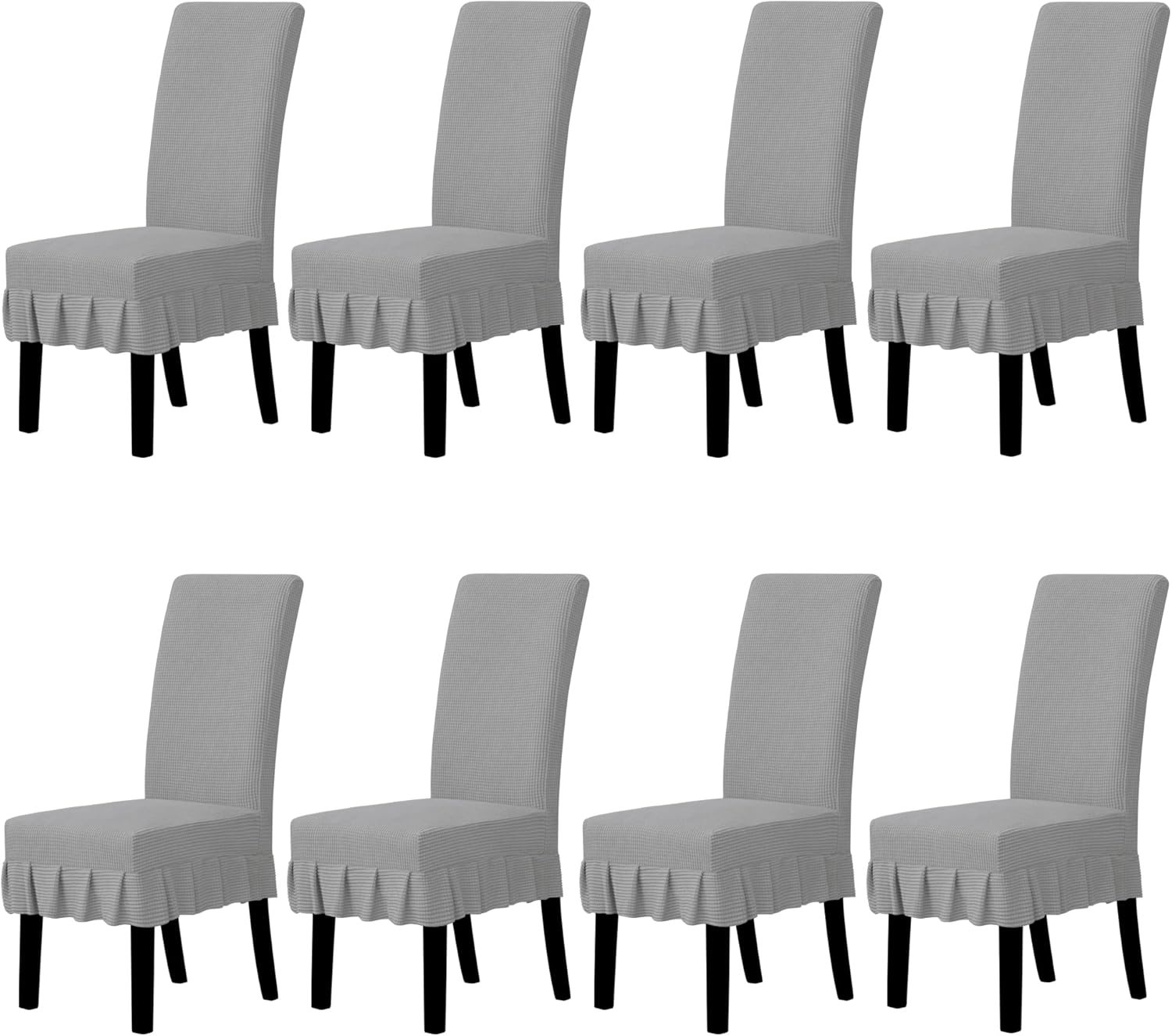 Easy-Going Dining Chair Covers Stretch Parsons Chair Slipcover with Skirt Chair Covers for Dining Room Restaurant Banquet (2 PCS, Light Gray)