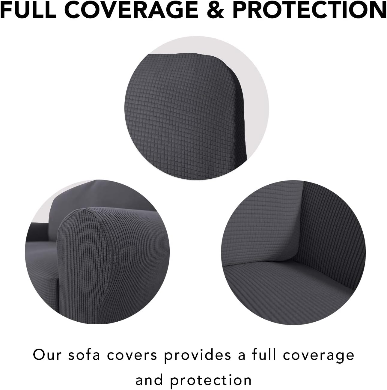 PureFit Stretch Chair Sofa Slipcover – Spandex Jacquard Non Slip Soft Couch Sofa Cover, Washable Furniture Protector with Non Skid Foam and Elastic Bottom for Kids (Chair, Dark Gray)