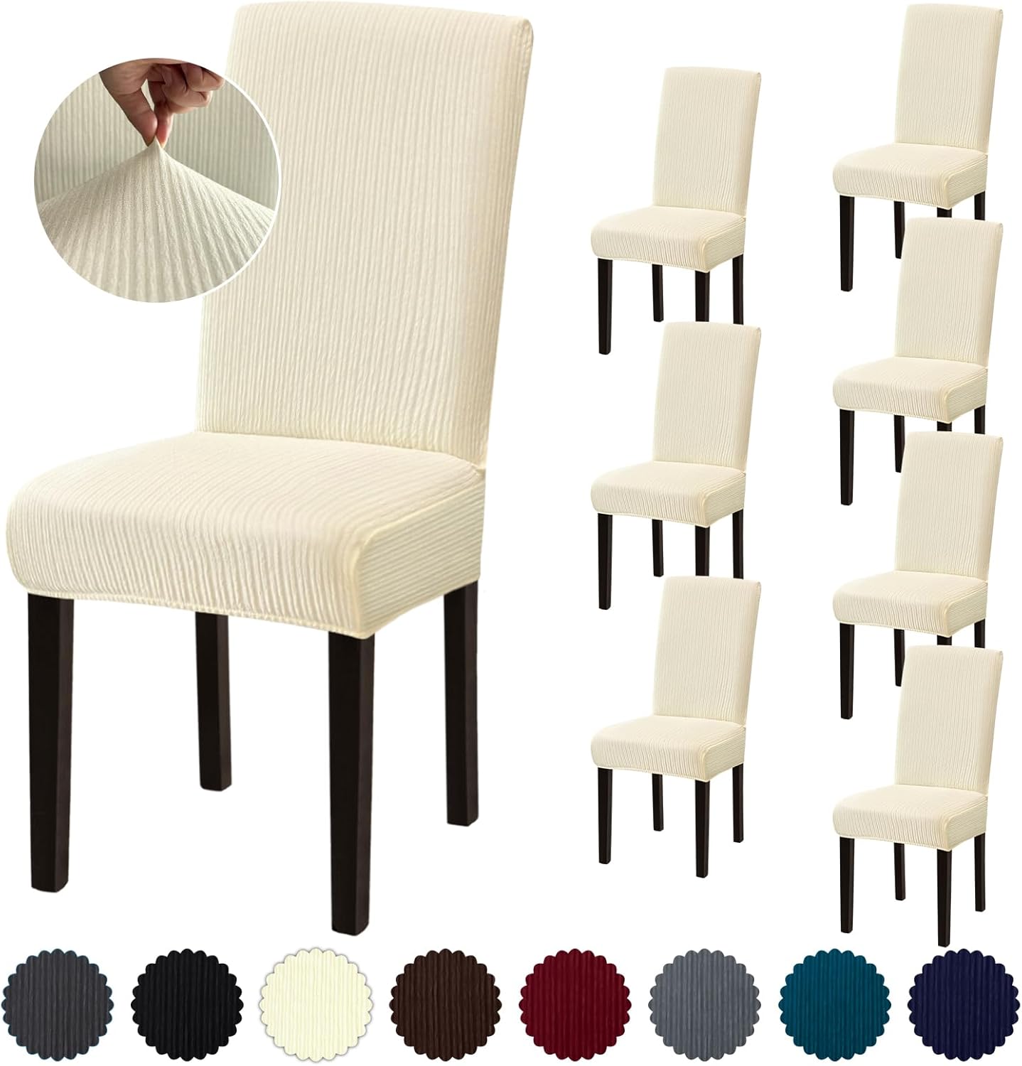 Stretch Dining Room Chair Covers Set of 6, Removable Washable Chair Covers for Dining Chairs,Dining Room, Hotel, Ceremony