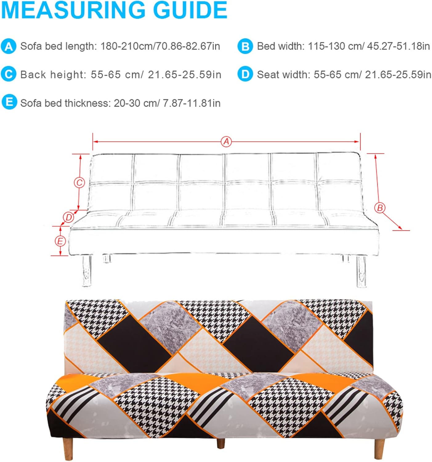 Linen Blue Armless Sofa Bed Cover